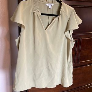 Nine West XXL flutter sleeve blouse. Sage Green
